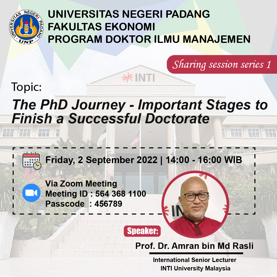 Sharing Session Bersama Prof. Dr. Amran bin Md Rasli